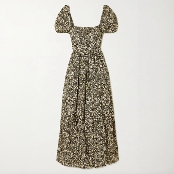 NWT Matteau Floral Print Shirred Bodice Peasant Dress - Picture 2 of 9